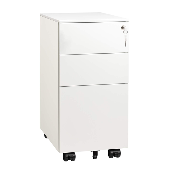 Slim File Cabinet with Lock, 3 Drawer Mobile Filing Cabinet for Legal/Letter/A4 Size