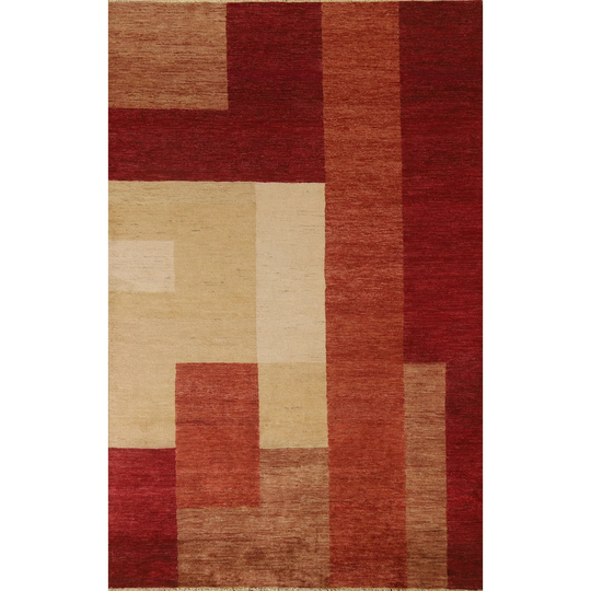 Multi-Colored Gabbeh Modern Area Rug Hand-knotted Wool Carpet - 5'8" x 8'2"
