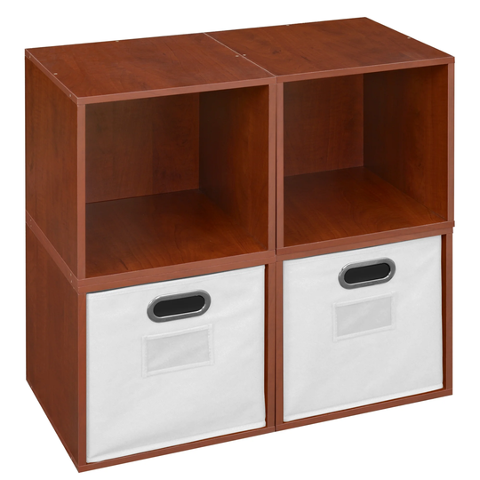 Noble Connect Storage Set - 4 Cubes and 2 Canvas Bins- Warm Cherry/White