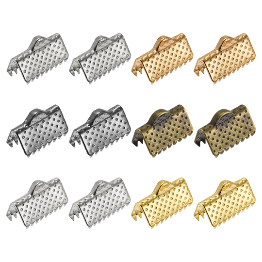 300Pcs Ribbon Crimp Clamp Ends 10mm Cord End Clasp for DIY Craft 6 Colors - 6 Assorted Colors
