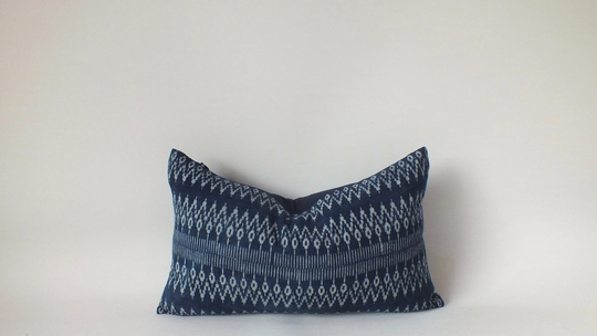 Midnight Blue Striped Mid Century Sofa Throw Pillow Cover With Zipper Modern Euro Sham Cushion Case Textured Lumbar Pillowcase, Batik