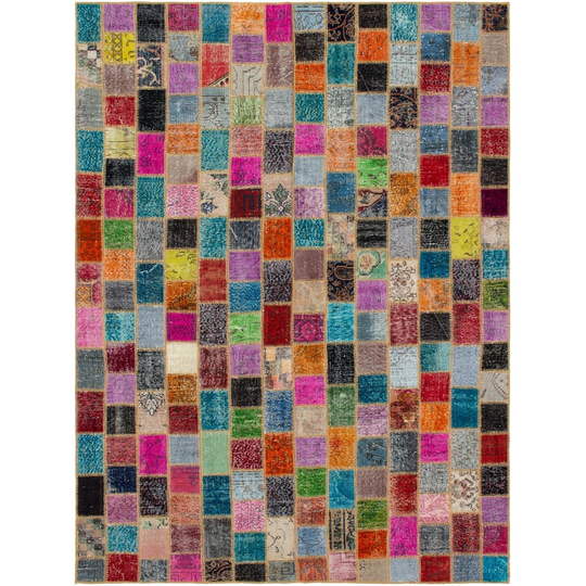 ECARPETGALLERY Hand-knotted Color Transition Patchwork Multi Wool Rug - 6'7 x 9'6