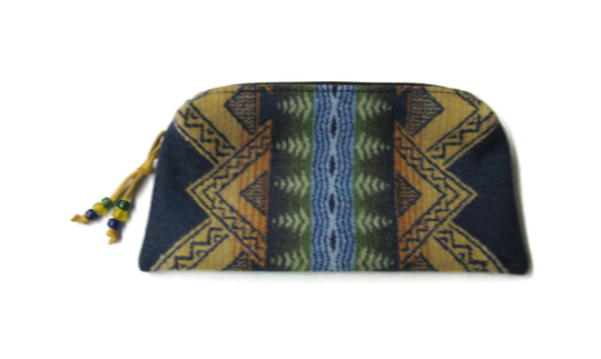 Large Zippered Pouch Pencil Case Cosmetic Bag Make Up Clutch Purse Organizer Wool Beaded Zipper Pull