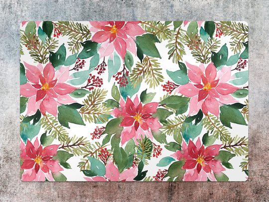 Red Flowers Chair Mat, Vinyl Floor Green Protective Flowery Splat Area Rug, Kids Room Decor, Game Rug