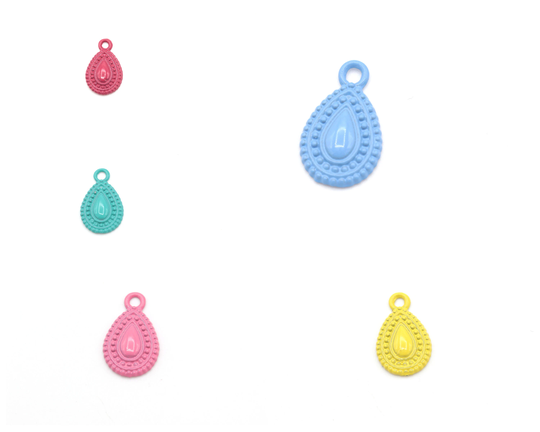2 Pcs Colored Drop Charms, Pendant, Charms With 1 Holes, Stamping Blanks, Brass Jewelry, | 10x16mm Crld-13