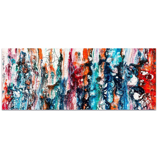 Jamie Anton 'Sunset On Her Breath 5' 48in x 19in Abstract Wall Art on Plexiglass - Multi-Color