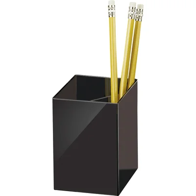 Pencil cup, Three Compartmentss, 2-7/8"x2-7/8"x4", Black