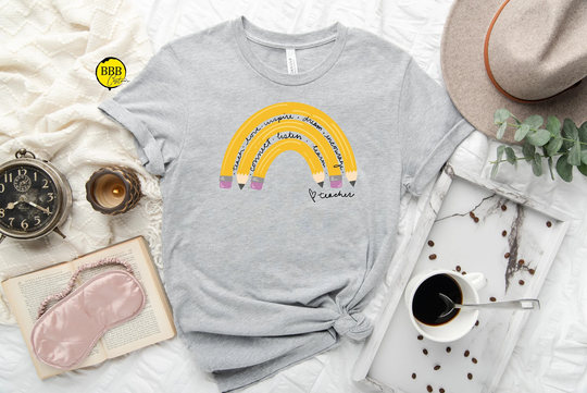 Teacher Pencil Rainbow Shirt, Gift, Gift For Teacher, Back To School Kindergaten Funny Cute