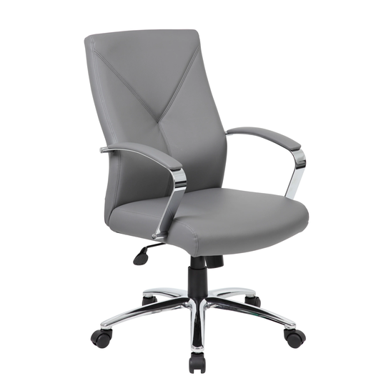 Boss LeatherPlus Executive Chair with Chrome Finish