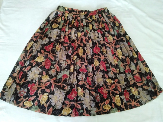 70S Pleated Colorful Skirt Botanical Multi-Colored Summer Accordion 46 Size High Waist Retro Spring Polka Dots Midi