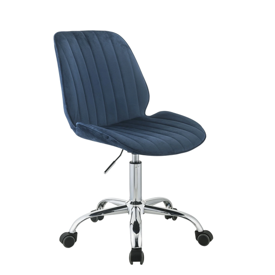 Adjustable Office Chair with Channel Stitching, Blue and Chrome