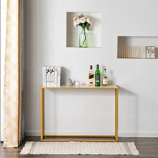 Metal Console Table, Marble Aboards Panel Sofa Sidetable