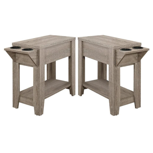 12" Taupe Wood End Table in Dark Taupe - Set of 2 - 54 x 84