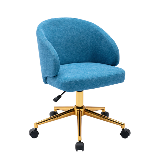 Porthos Home Una Office Chair, Fabric Upholstery, Gold Roller Legs