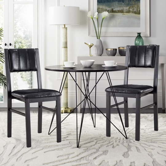 Dining Chair, Upholstered Side Chair, Home Office/Study Chair, Makeup Stool with Faux Leather Seat and Back, (Set of 2)