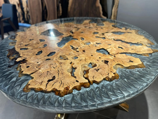 Custom To Order | Epoxy Table Top Round Natural Olive Wood Rounded Dining Oval in Stock