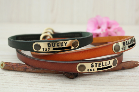 House Dog Collar With Id Tag, Leather Tag Collar, Narrow Personalized, Gifts