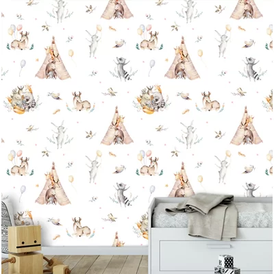 Deyo Baby Raccoons 10' L x 24" W Peel and Stick Wallpaper Roll