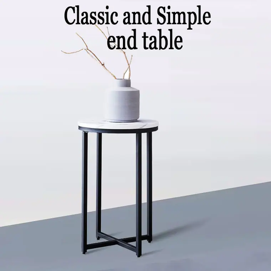 24"Round Coffee Table for Living Room End Table for Dining Room, Modern Tabletop with Metal Frame