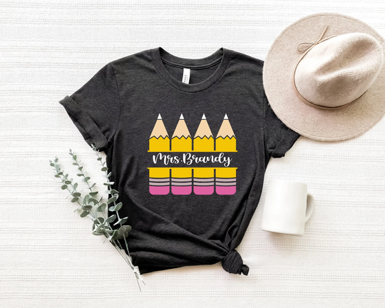 Pencils Teacher Shirt, Pencils Name Shirt, Team Shirts, Personalized T Shirt, Gift, Customized Name