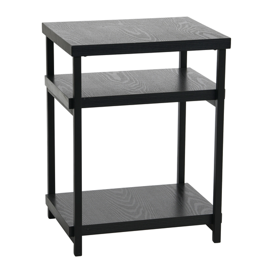 Side Table with Storage, Small Side Table with Three Storage Shelves, High-Quality Engineered Wood with Metal Frame.