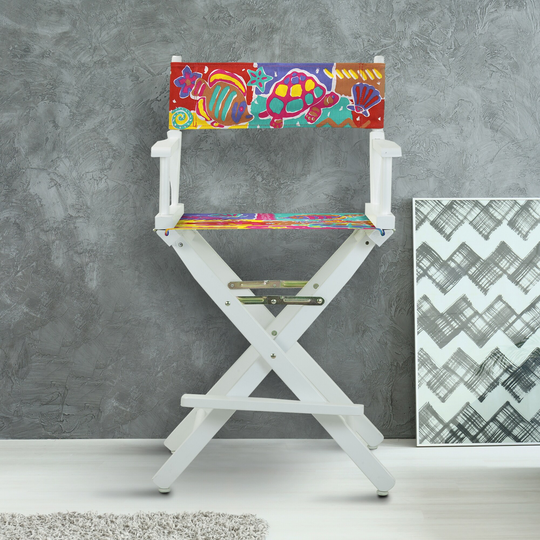 24" Director's Chair White Frame-Passion Fish - 23"W x 19"D x 39.5"H