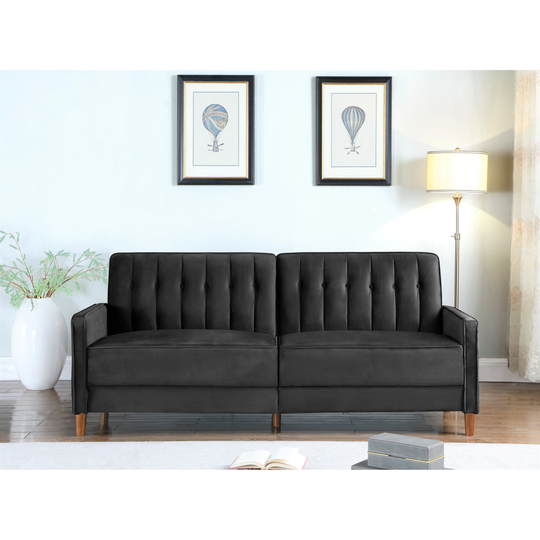 US Pride Strip Convertible Velvet Sofa Bed