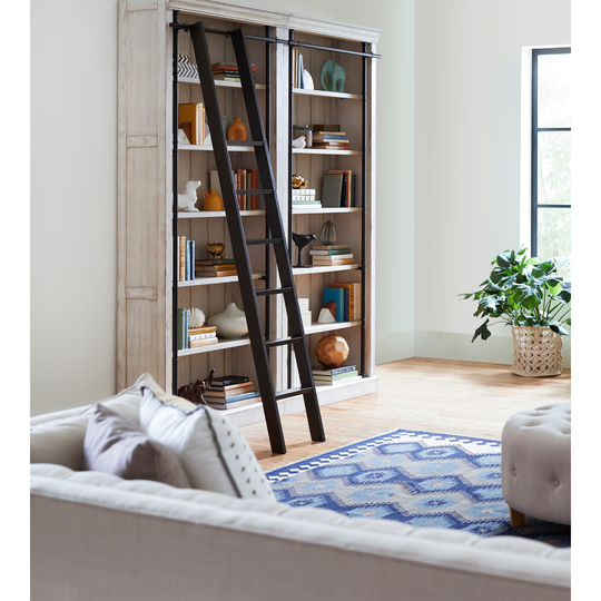 Avondale 8' Tall Bookcase Wall With Ladder, Storage Organizer, Display Shelf for Office, Brown - 80"W x 94"H x 15"D
