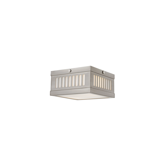 Livex Lighting Prentice 2-Light Brushed Nickel Ceiling Mount - Brushed Nickel - 7.5"W x 7.5"L x 3.75"H