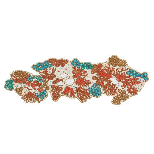 Coral Beaded Design Table Runner - 13"x36"