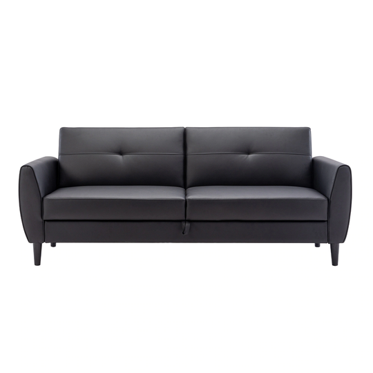 Convertible Folding Futon Sofa Bed Leather Loveseat with Storage Box Recliner