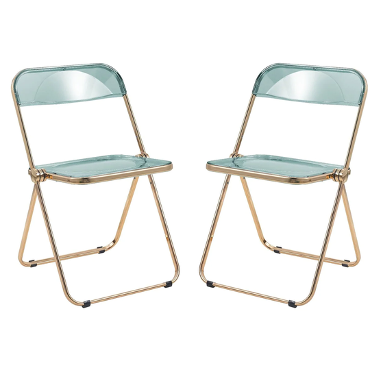 LeisureMod Lawrence Acrylic Folding Chair (Set of 2) - 30"