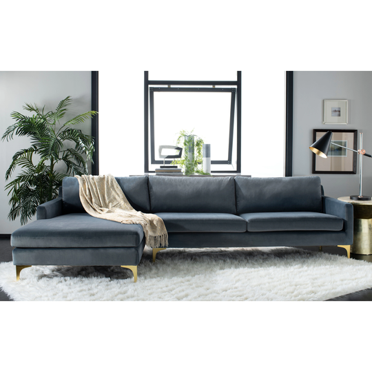 SAFAVIEH Couture Brayson Velvet Chaise Sectional Sofa - 119" W x 38-65" L x 33" H