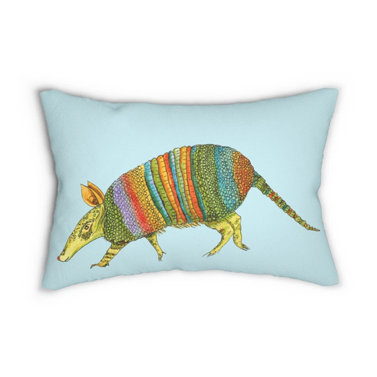 Colorful Armadillo Pillow - Lumbar Pillow, Rectangular Throw Pillow Be Yourself, True Colors