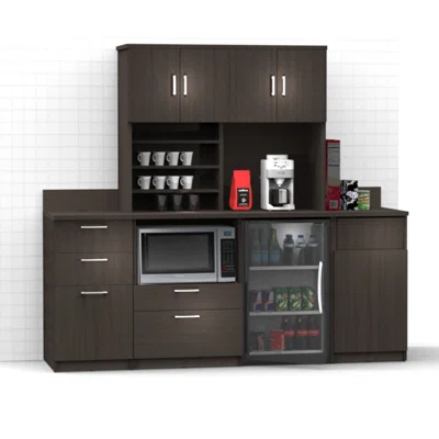 Buffet Sideboard Kitchen Break Room Lunch Coffee Kitchenette Cabinets 4 Pc Espresso - Factory Assembled (Furniture Items Purchase Only)