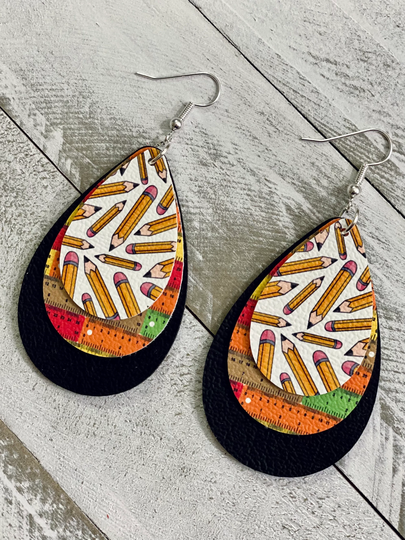 Pencil & Ruler Earrings, Teacher Gift, Gift For Her, Back To School