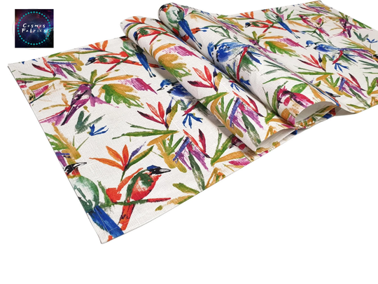 Birds Of Paradise Pattern Table Runner, 16''x 55'' | 40x140cm Tropical Home Decor Digital Printed Polyester Fabrics Runner
