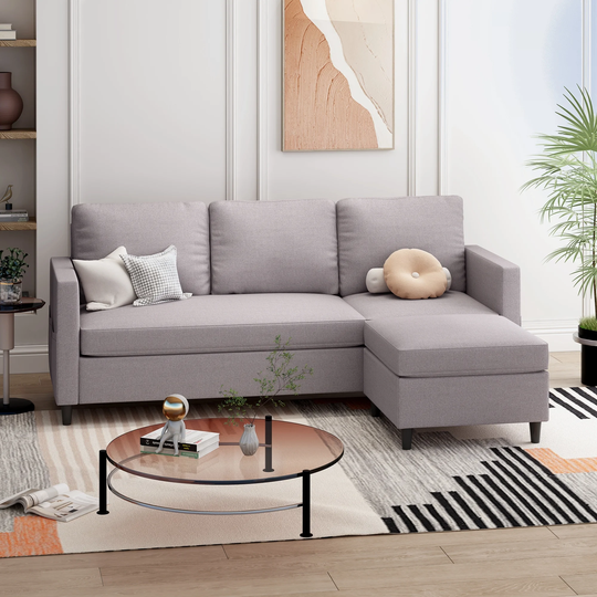 Modern Reversible Sectional Sofa with Handy Side Pocket