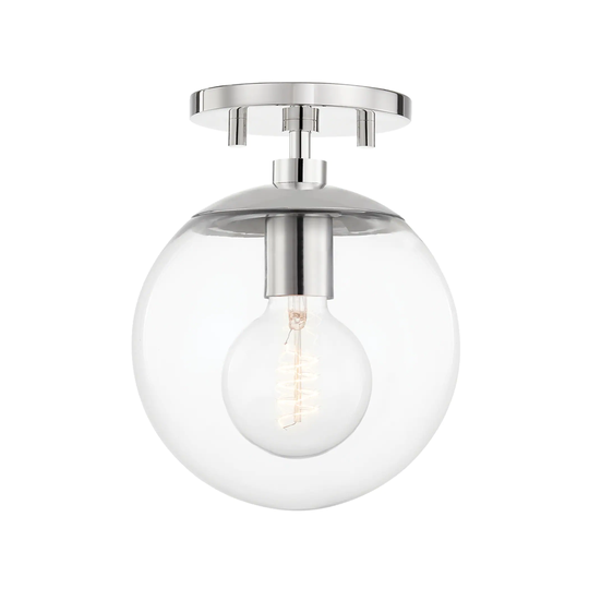 Mitzi by Hudson Valley Meadow 1-light Aged Brass Semi Flush with Clear Glass