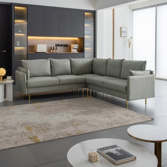 L-shaped Corner Sectional Sofa Modern Comfortable Technical Leather Upholstered Sofa