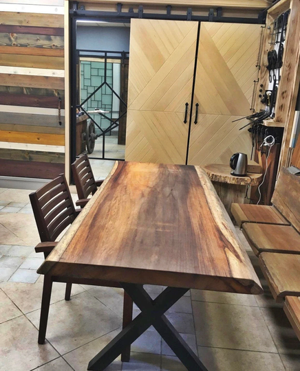 Live Edge Dining Table, Table, Custom Rustic Indoor & Outdoor Wood Table With Metal Legs, Modern