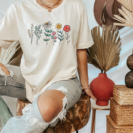 Comfort Colors® Wildflower Tee, Wild Flowers Shirt, Tshirt, Floral Botanical Flower Nature Lover Shirt