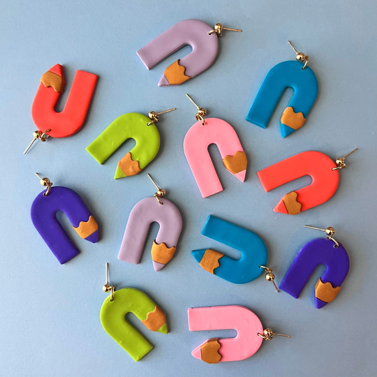Colored Pencils - School Supplies Earrings For Teachers