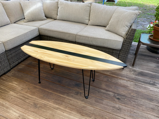 Minimalist/Modern Surfboard Coffee Table ~ Indoor Or Outdoor Coastal Beach House