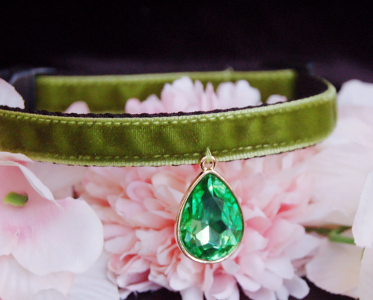 Cat Collar.yellow Green Rhinestone Collar, Small Dog Collar, Kitten Collar.tiny Collar, Tea Cup Gift, Breakaway Cat Collar.kitty Collar