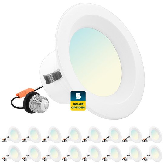 Sunperian 4" Recessed Lighting LED Can Light, 5 Color Options, 10W=60W, Dimmable, Wet Rated, IC Rated 16 Pack