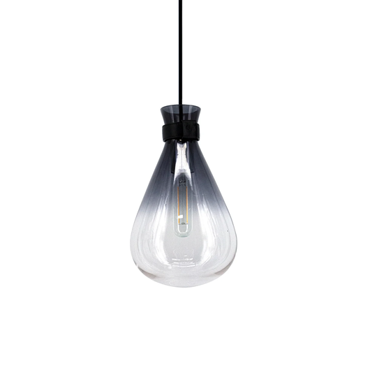 Avenue Lighting Del Mar hand blown black and white glass with black leather accent pendant - 6