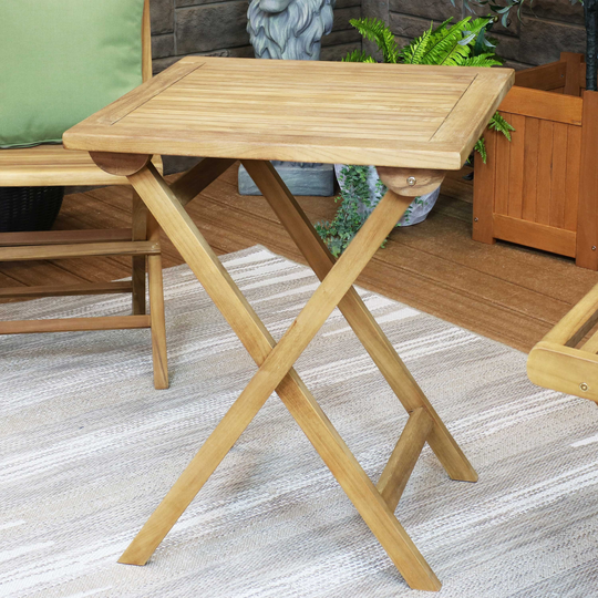 Square Teak Outdoor Casual Patio Dining Table - 24-Inch Dining Table