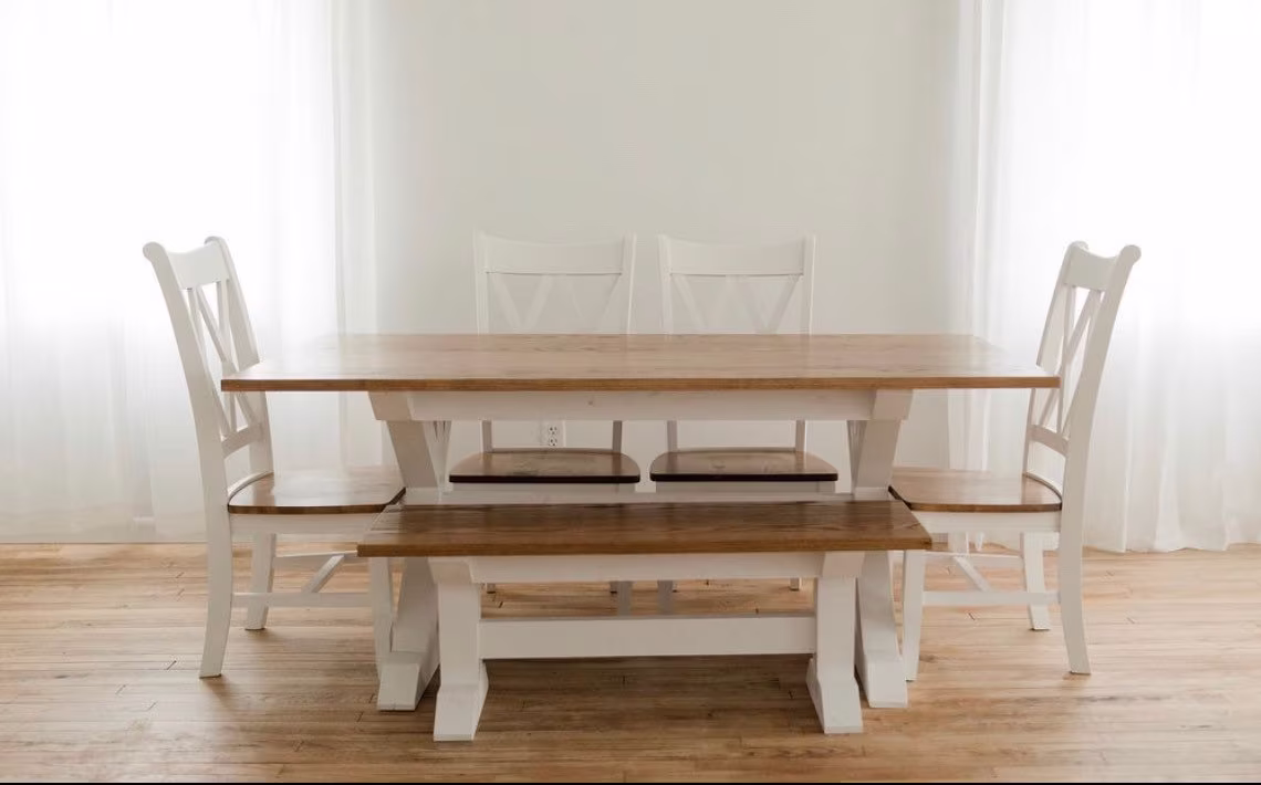Maple Trestle Table, Trestle Dining Rustic Farmhouse Set, Room Set