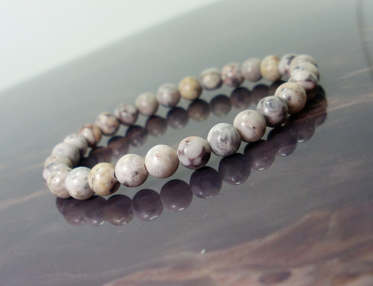 Natural Fossil Coral Crinoid Stone Bracelet 6mm, Unisex Women Men Bracelet, Fossilized Beaded For Her Him + Gift Bag